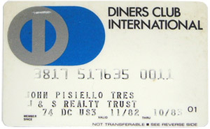 Дизайн карты Diners Club 1982 года выпуска 